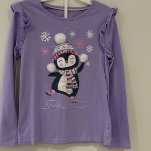 Cynthia Rowley Purple Long Sleeve Kids Tee with Penguin Design